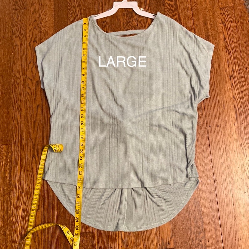Blue Sage Open Back Ribbed Short Sleeve Top - Picture 10 of 16